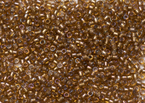 Бисер Япония круглый 11/0 10г 0278 топаз, золотая линия внутри